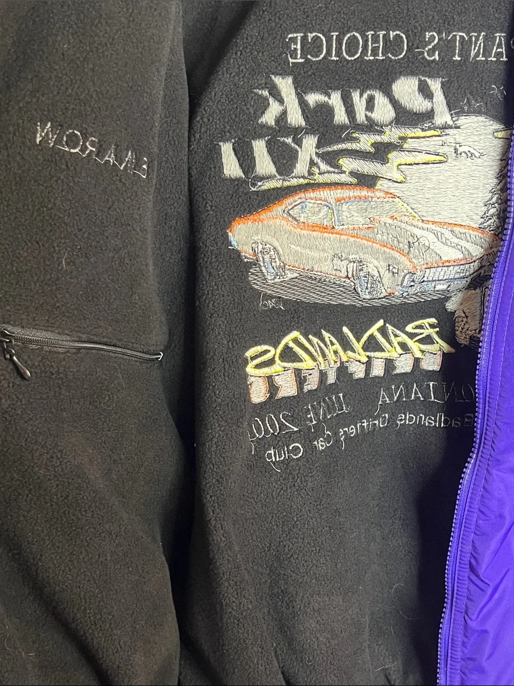 Purple Bomber Jacket with Vintage Car Embroidery